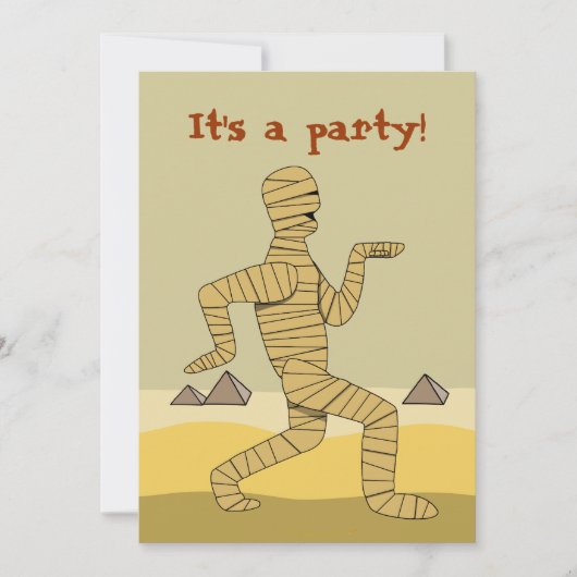 Grappige Egyptische Mummy Halloween Party Uitnodig Kaart (Voorkant)