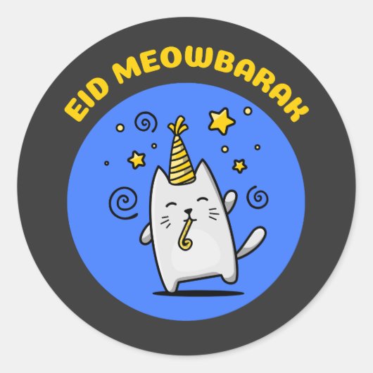 Grappige Eid Cat Ronde Sticker (Voorkant)