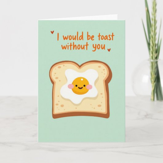 Grappige Eier Toast Puns Valentijnskaart Kaart (Voorkant)