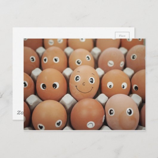 Grappige eiergezichten - Ontbijt voedsel print Briefkaart (Voorkant / Achterkant)