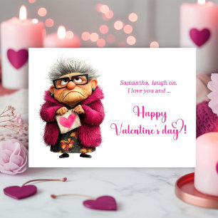 Grappige eigenzinnige dame met extra Valentijnsdag Feestdagenkaart