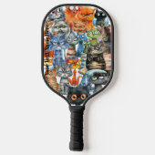 Grappige eigenzinnige gemene katten Modern Monogra Pickleball Paddle (Achterkant)