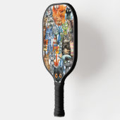 Grappige eigenzinnige gemene katten Modern Monogra Pickleball Paddle (Links)