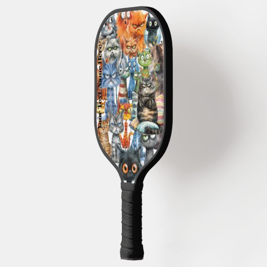 Grappige eigenzinnige gemene katten Modern Monogra Pickleball Paddle (Links)