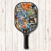 Grappige eigenzinnige gemene katten Modern Monogra Pickleball Paddle