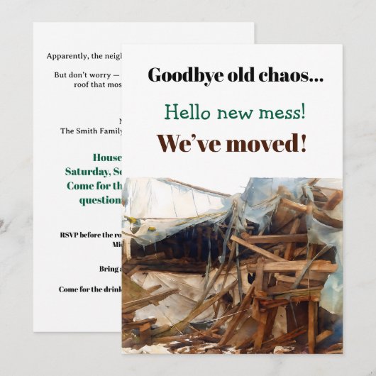 Grappige eigenzinnige housewarming party uitnodigi kaart (Voorkant / Achterkant)