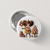 Grappige eigenzinnige kabouter verjaardag ronde button 3,2 cm (Voorkant /achterkant)