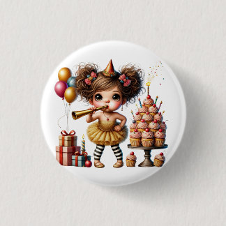 Grappige eigenzinnige kabouter verjaardag ronde button 3,2 cm