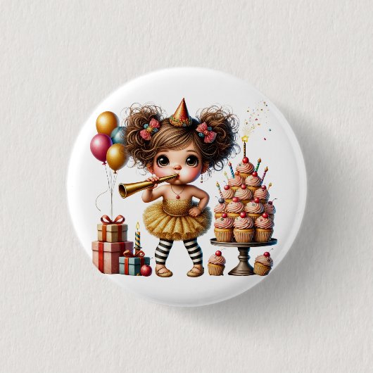 Grappige eigenzinnige kabouter verjaardag ronde button 3,2 cm (Voorkant)