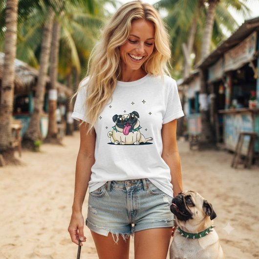 Grappige eigenzinnige schattige pug met collier me t-shirt