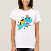 Grappige eigenzinnige zeeschildpad drinkt limonade t-shirt (Voorkant)