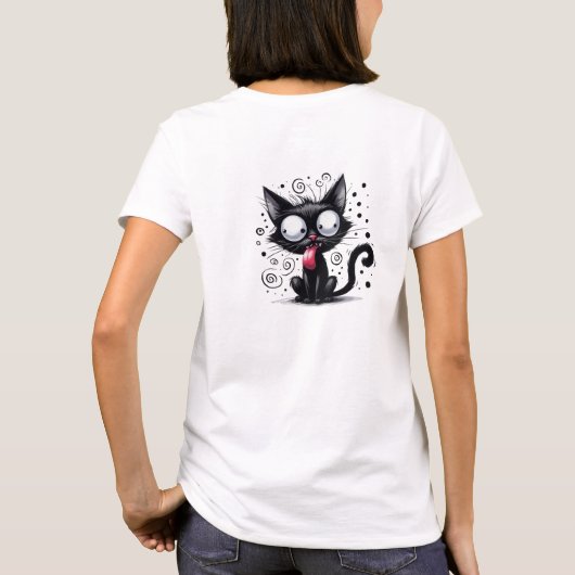 Grappige eigenzinnige zwarte kat t-shirt (Achterkant)