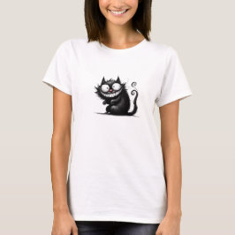 Grappige eigenzinnige zwarte kat t-shirt