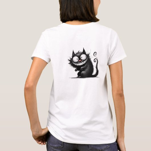 Grappige eigenzinnige zwarte kat t-shirt (Achterkant)