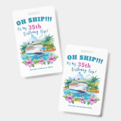 Grappige Eiland Cruise Schip Verjaardag Badge (Voor- en achterkant)