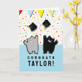 Grappige Eindexamenkatten Kaart (Gele Bloem)