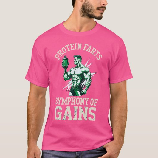 Grappige eiwit scheten opheffen van spieren workou t-shirt (Voorkant)