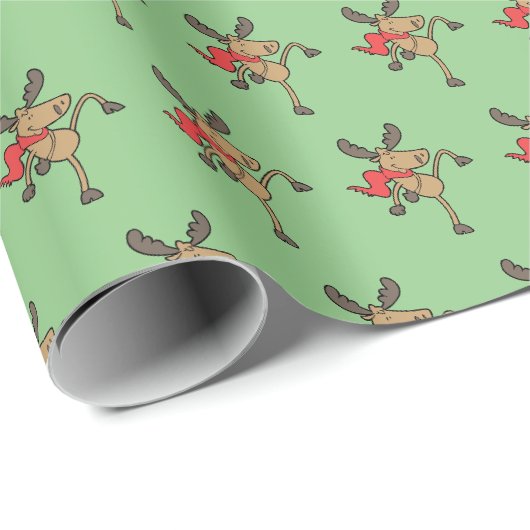 Grappige Eland Kerstcadeau Verpakkings Papier (Rol Hoek)