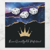 Grappige Elegant Dice Crown Bunco Queen Wijn Etiket (Enkel label)