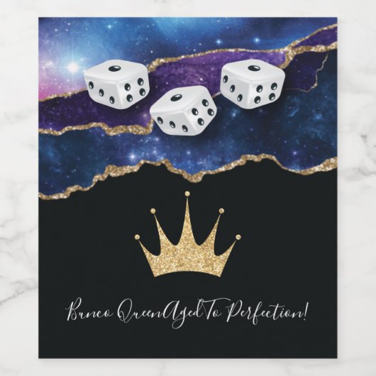 Grappige Elegant Dice Crown Bunco Queen Wijn Etiket (Enkel label)