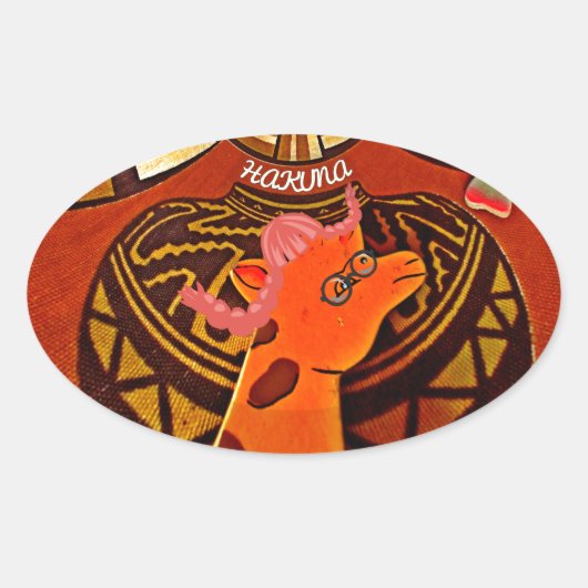Grappige Elegante Giraffe Accessoire Afrikaanse St Ovale Sticker (Voorkant)