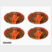 Grappige Elegante Giraffe Accessoire Afrikaanse St Ovale Sticker (Vel)
