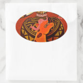 Grappige Elegante Giraffe Accessoire Afrikaanse St Ovale Sticker (Tas)