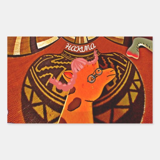 Grappige Elegante Giraffe Accessoire Afrikaanse St Rechthoekige Sticker (Voorkant)