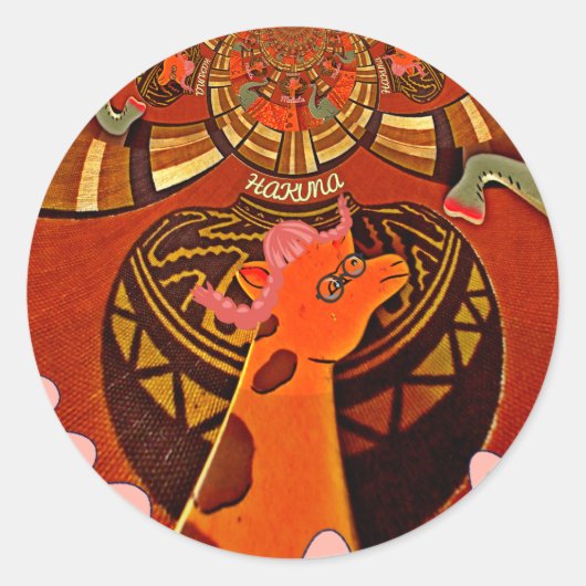 Grappige Elegante Giraffe Accessoire Afrikaanse St Ronde Sticker (Voorkant)