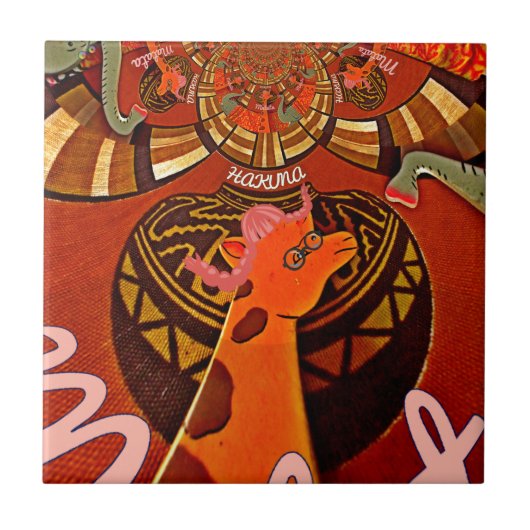 Grappige Elegante Giraffe Accessoire Afrikaanse St Tegeltje (Voorkant)