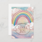 Grappige, elegante regenboog en wolken bedankkaart (Voorkant / Achterkant)