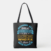 Grappige elektricien achter alle grote ingenieurs tote bag (Achterkant)