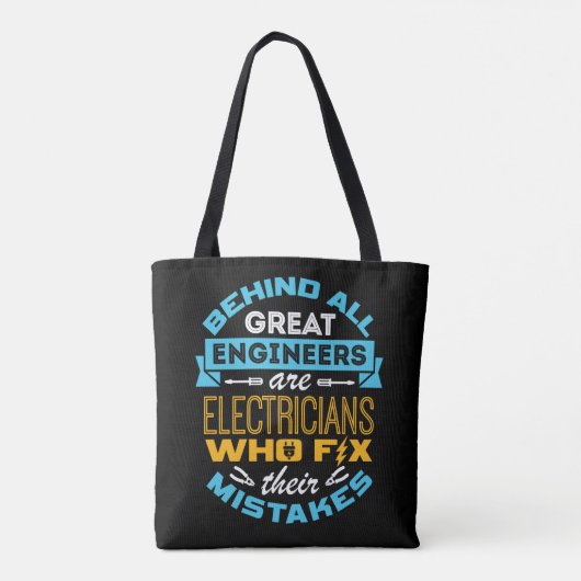 Grappige elektricien achter alle grote ingenieurs tote bag (Achterkant)