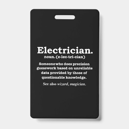 Grappige elektricien definitie cadeau afstuderen badge (Voorzijde)