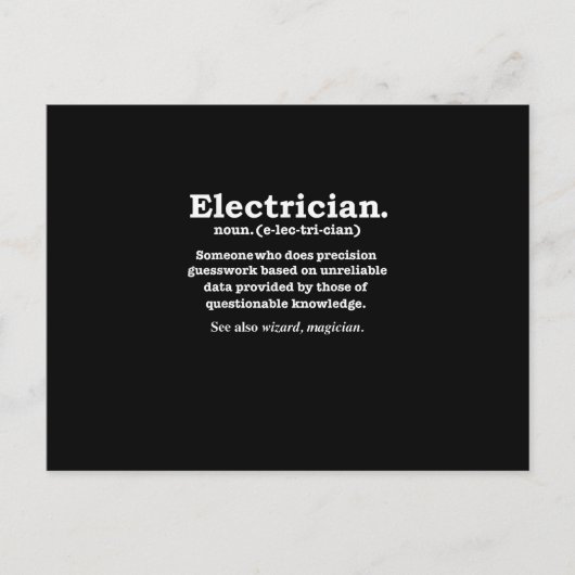 Grappige elektricien definitie cadeau afstuderen briefkaart (Voorkant)