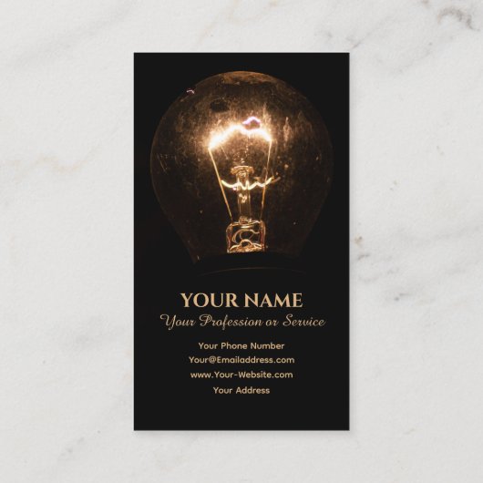 Grappige elektricien gloeilamp verlicht het donker visitekaartje (Achterkant)