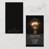 Grappige elektricien gloeilamp verlicht het donker visitekaartje (Voorkant / Achterkant)