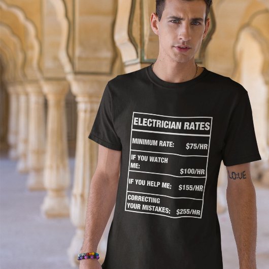 Grappige elektricien tarieven grafiek t-shirt