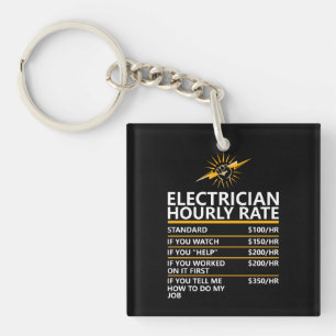 Grappige elektricien uurtarief tabel humor cadeau sleutelhanger