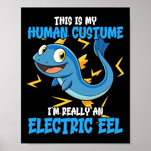 Grappige Elektrische Eel Kostuum Design Dierenvrie Poster (Voorkant)