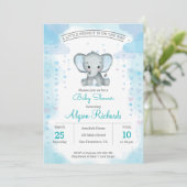grappige Elephant Waterverf Baby shower Kaart (Staand voorkant)