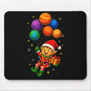 Grappige Elf Astronaut Met Planeten Kerst Pjs Voor Muismat