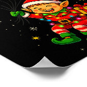 Grappige Elf Astronaut Met Planeten Kerst Pjs Voor Poster (Hoek)
