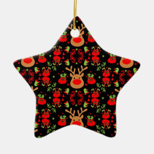 Grappige Elf Christmas Wrapping Keramisch Ornament (Voorkant)