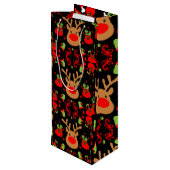 Grappige Elf Christmas Wrapping Wijn Cadeautas (Achterkant Gekanteld)