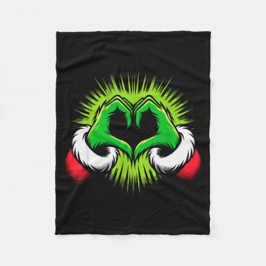 Grappige Elf Hart Handen Liefde Kerstmis  Fleece Deken (Voorkant)