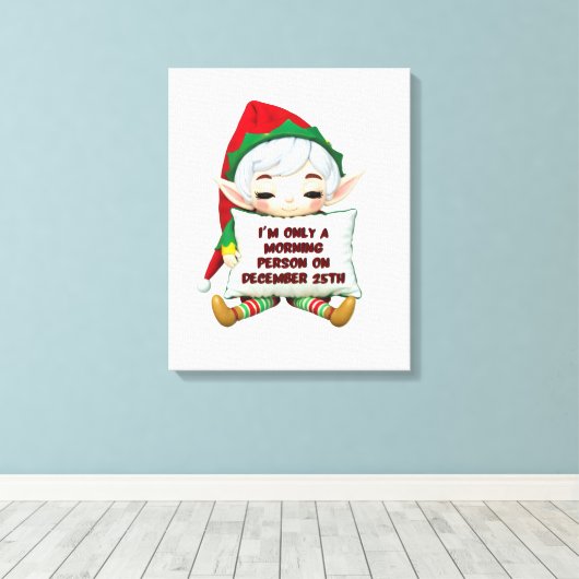 Grappige Elf Kerst Canvas Muurkunst (Insitu (Houten vloer))