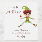 Grappige Elf Kerst Elfen Wijn Etiket (Enkel label)