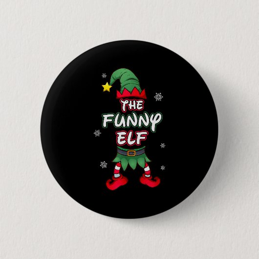 Grappige Elf Kerst Pyjama Pjs Matching Familie Gr Ronde Button 5,7 Cm (Voorkant)