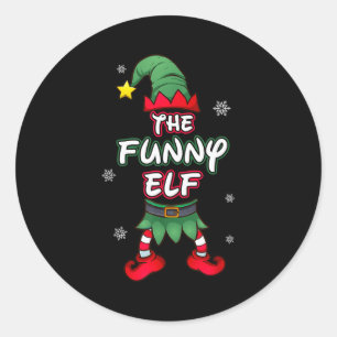 Grappige Elf Kerst Pyjama Pjs Matching Familie Gr Ronde Sticker
